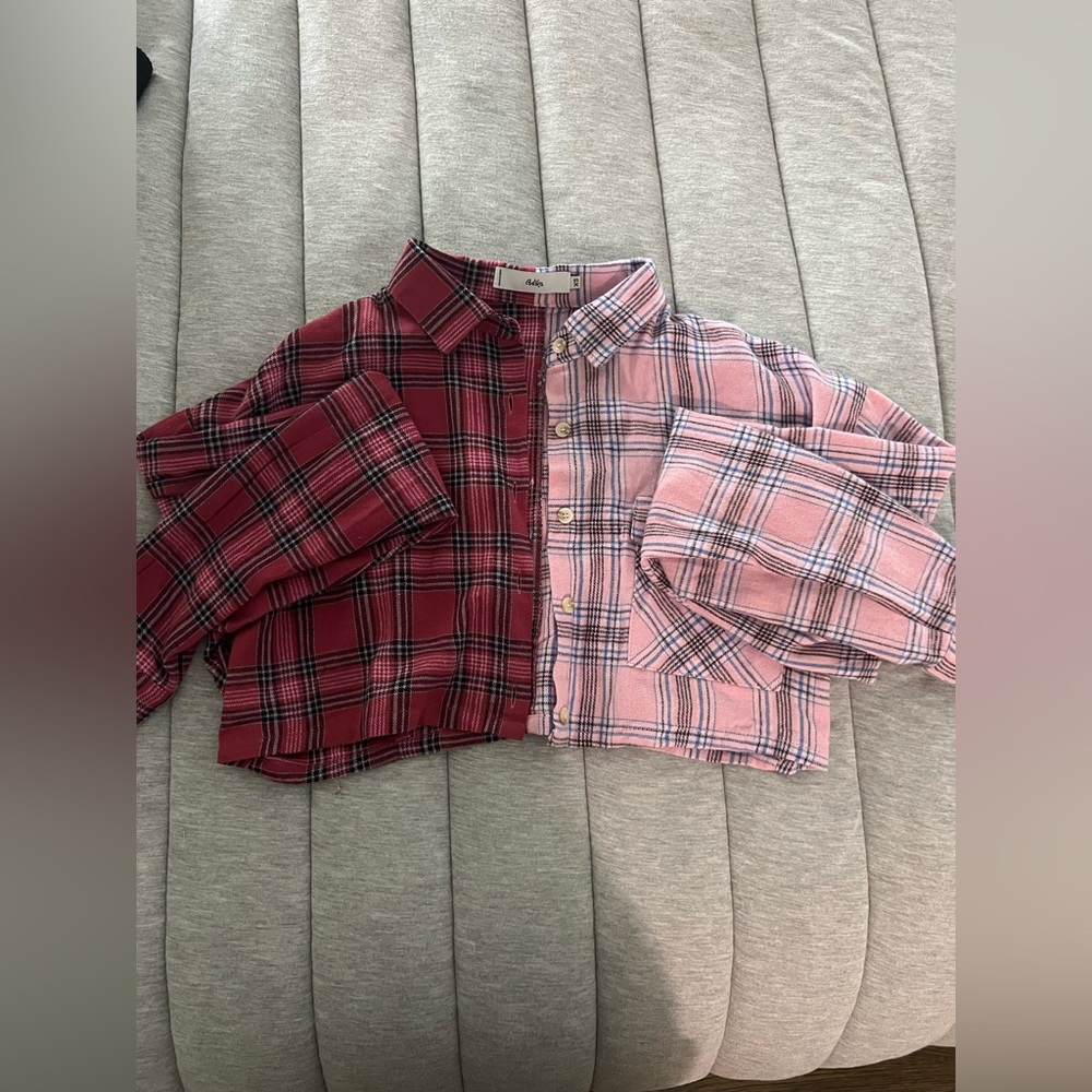 adika cropped red and pink flannel, never worn,